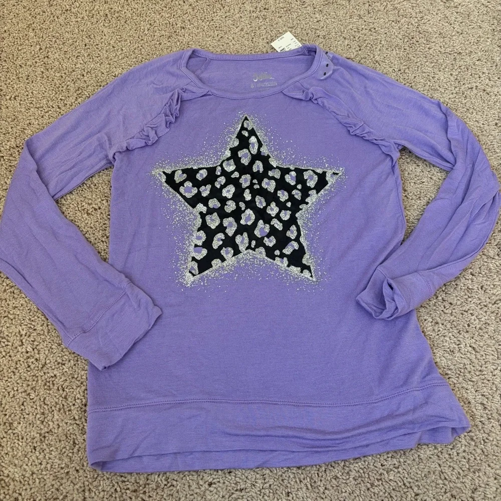 The Children's Place NWT Purple Sparkly Cheetah Star Long Sleeve Top Size 8
